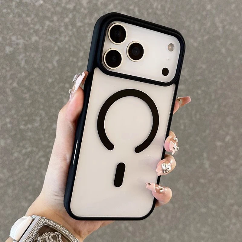 Magsafe-Compatible Clear Shockproof Phone Case with Magnetic Wireless Charging Capability