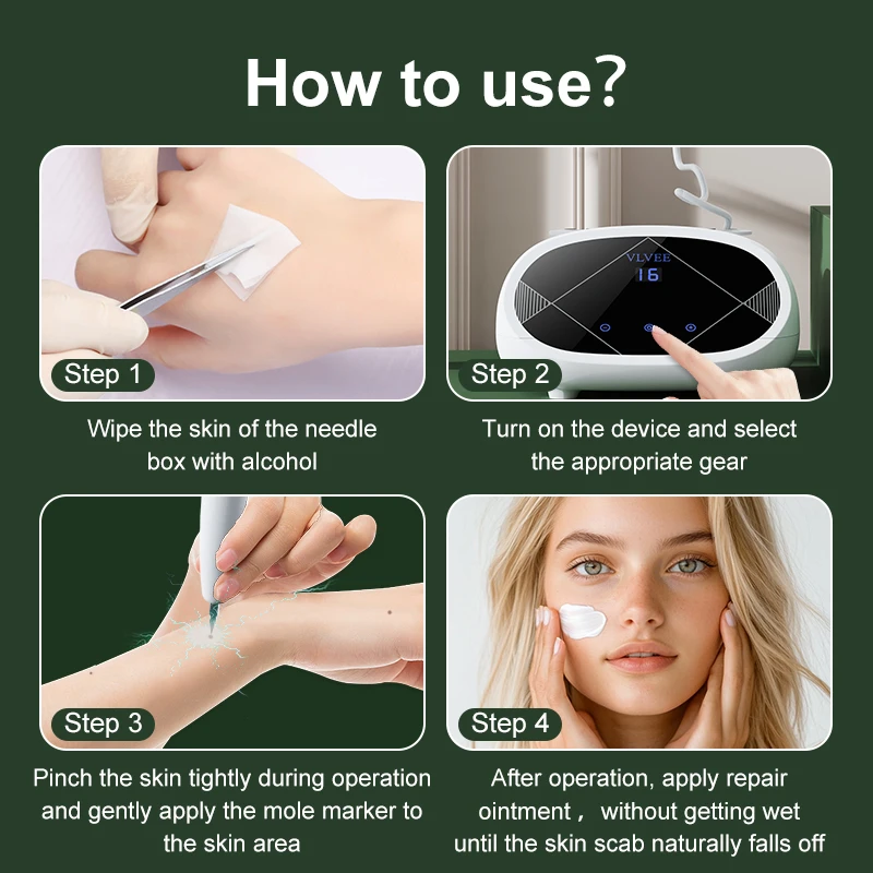 VLVEE 16 Levels LCD Facial Mole Removal Beauty Device Laser Plasma Pen Facial Beauty Instrument Remover warts Dark Spot Nevus Skin Tag Laser Plasma Pen Home Use
