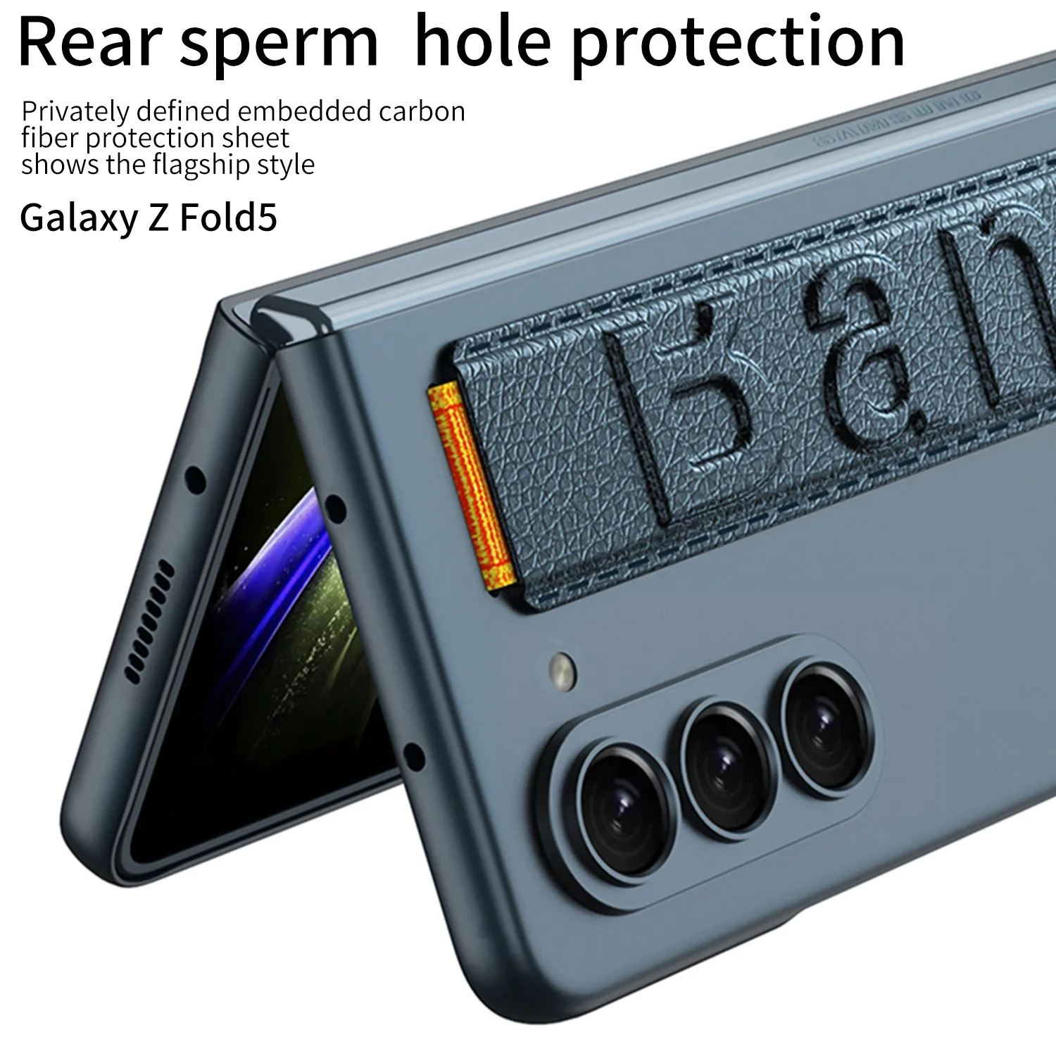 For Samsung Galaxy Z Fold 5 Case Ultra Thin Matte Wrist Strap With Tempered Film Folding All Inclusive Shockproof Hard Back Case