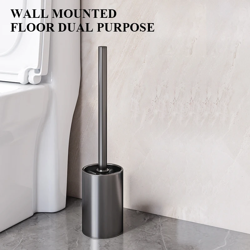 Stainless Steel Toilet Brush Holder Black Bathroom Toilet Cleaning Tools Accessories Durable Vertical Brush Wall Mount bathroom accessories toilet brush set toilet brush holder