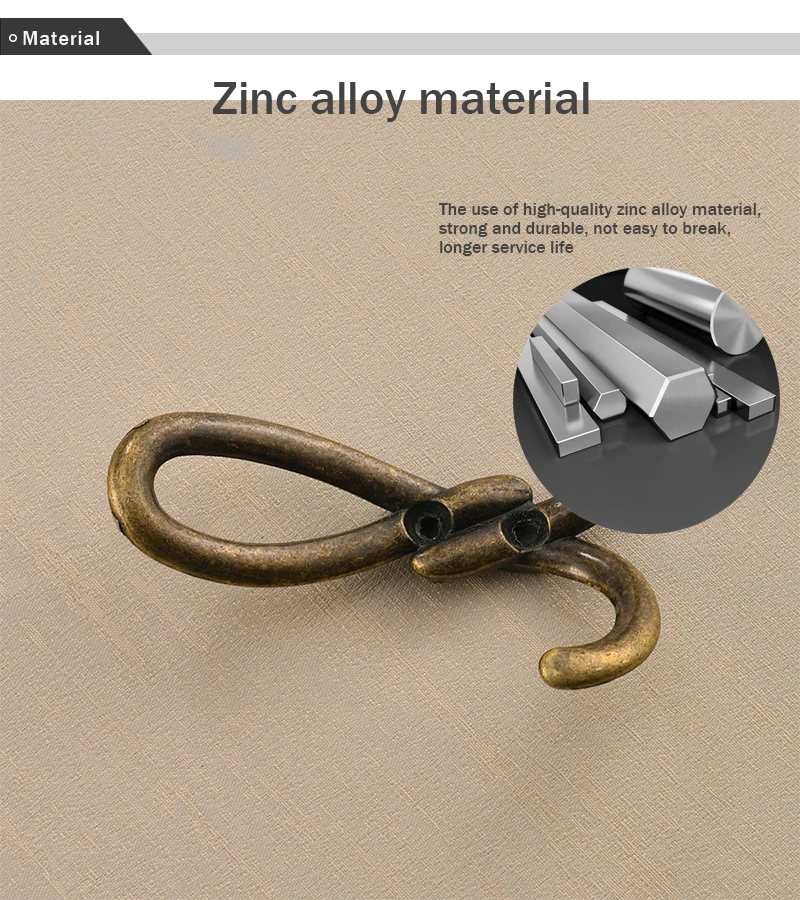 Description Picture 5 of itemLarge Size Zinc Alloy Multi-Purpose Hook for Bathroom Kitchen, Vintage Simple Style Twist Fried Dough Twists Clothes Hook