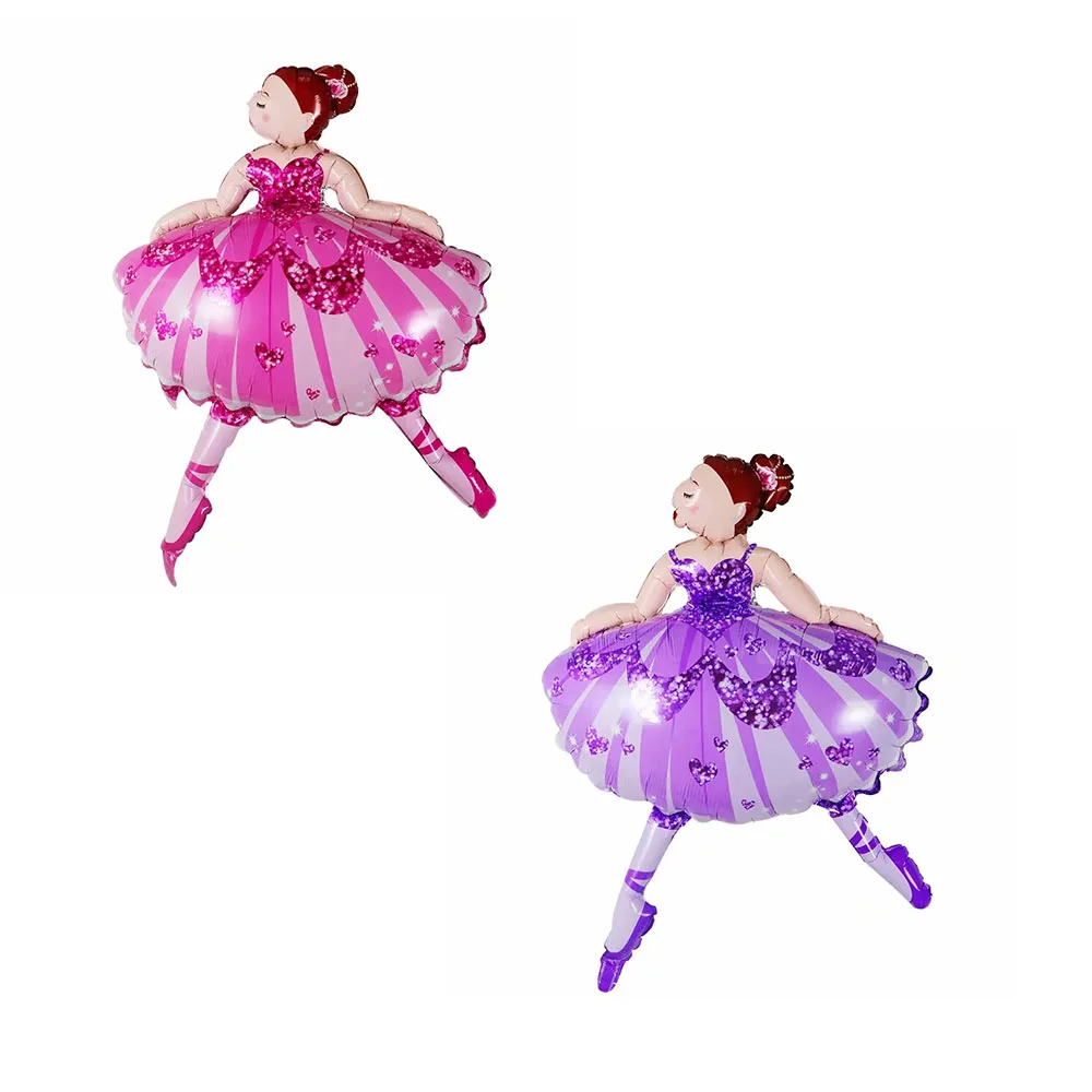 

10/20/50pcs Dancing big pink purple Ballerina Ballet Dancer Girls Foil Balloons Girl's Happy Birthday Party Decorations Supplies