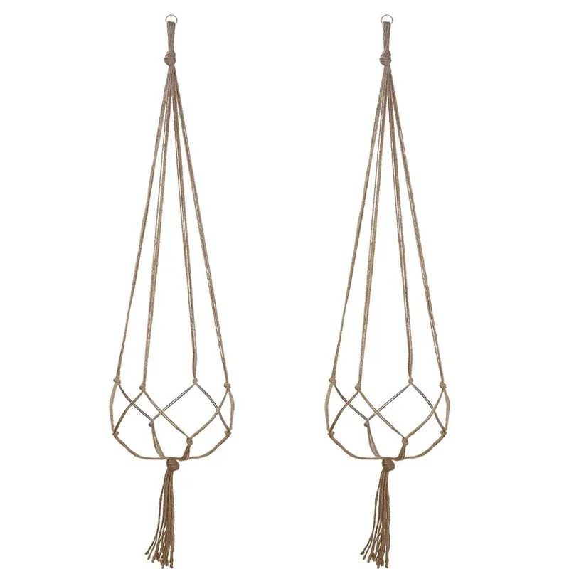Rope Gardening Green Plant Hanging Basket Cotton Hanger Flower Pot Handmade Macrame Pot Pocket Wall Courtyard Home Decor flower pot plant hanger