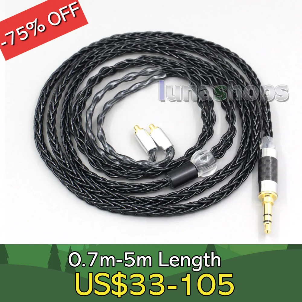 

3.5mm 2.5mm 4.4mm XLR 8 Core Silver Plated OCC Black Earphone Cable For Dunu T5 Titan 3 T3 (Increase Length MMCX) LN006597