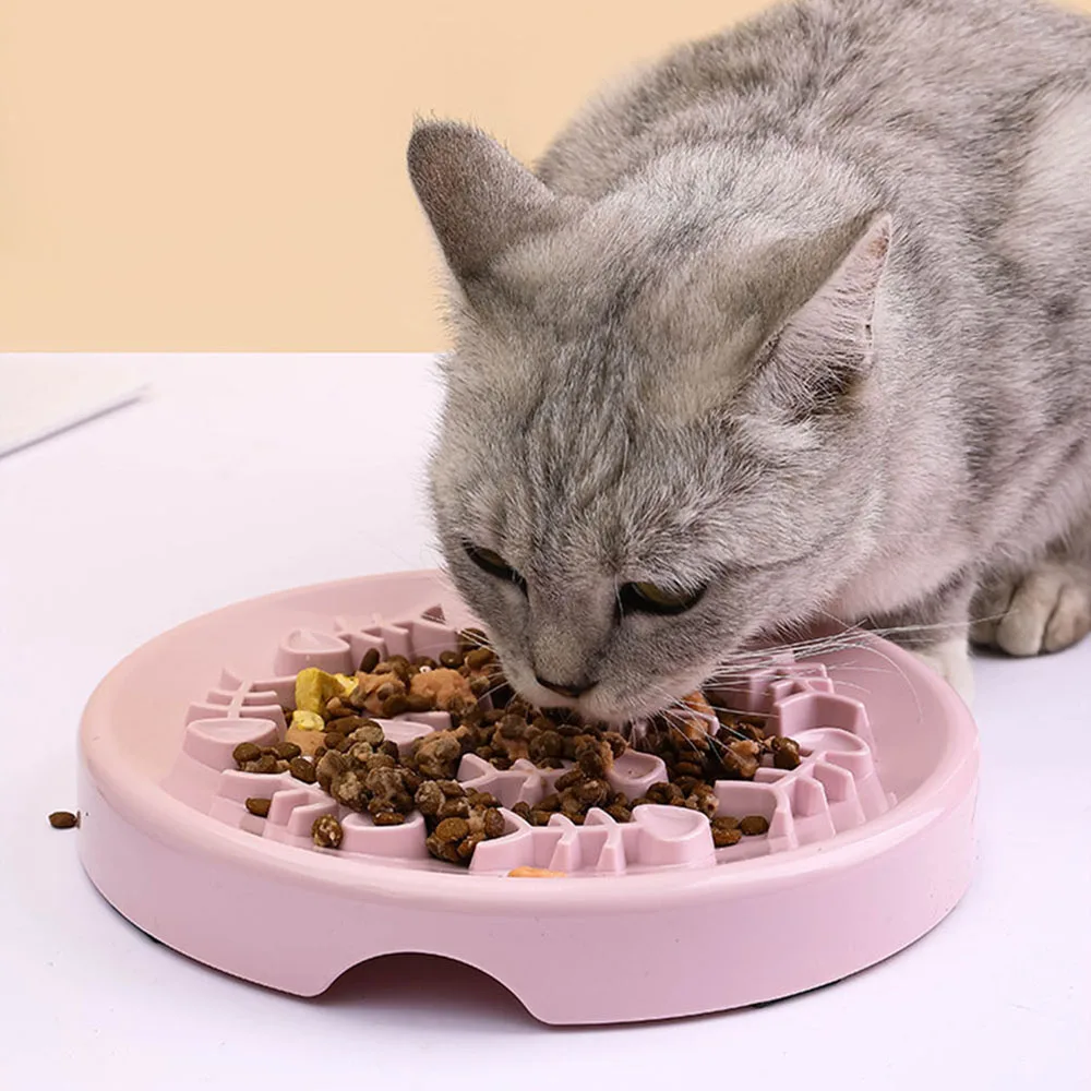 

Anti-choking Pet Slow Food Bowl Small Dogs Anti-gulping Feeding Eating Plate Non-slip ABS Plastic Cat Food Dish Puppy Feeder