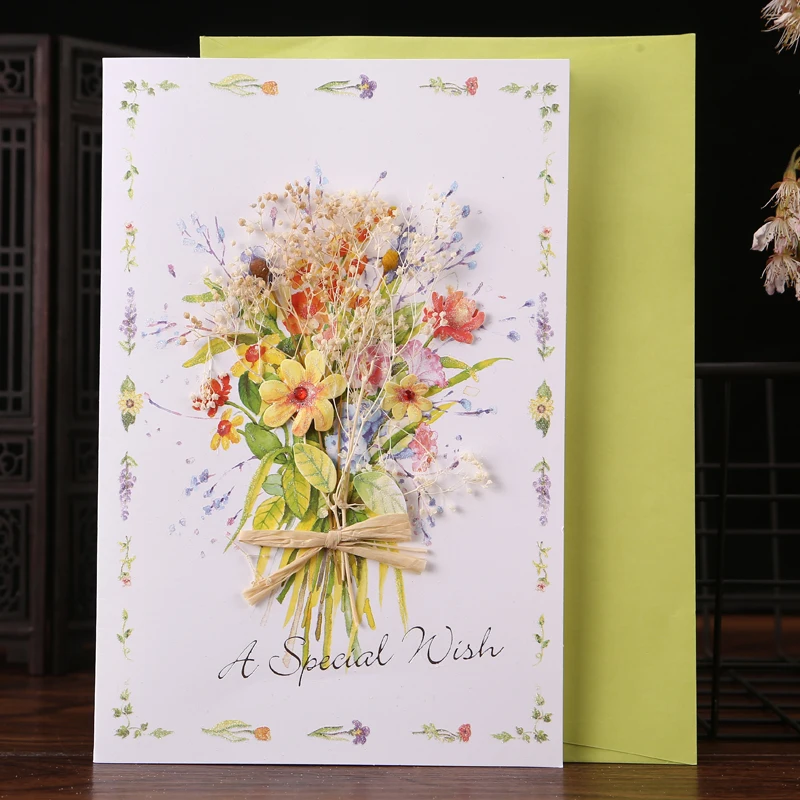 New Romantic Flower Birthday Christmas Card Greeting Cards Set Postcard Party Wedding Thank You Decorations Creative Girl Gifts