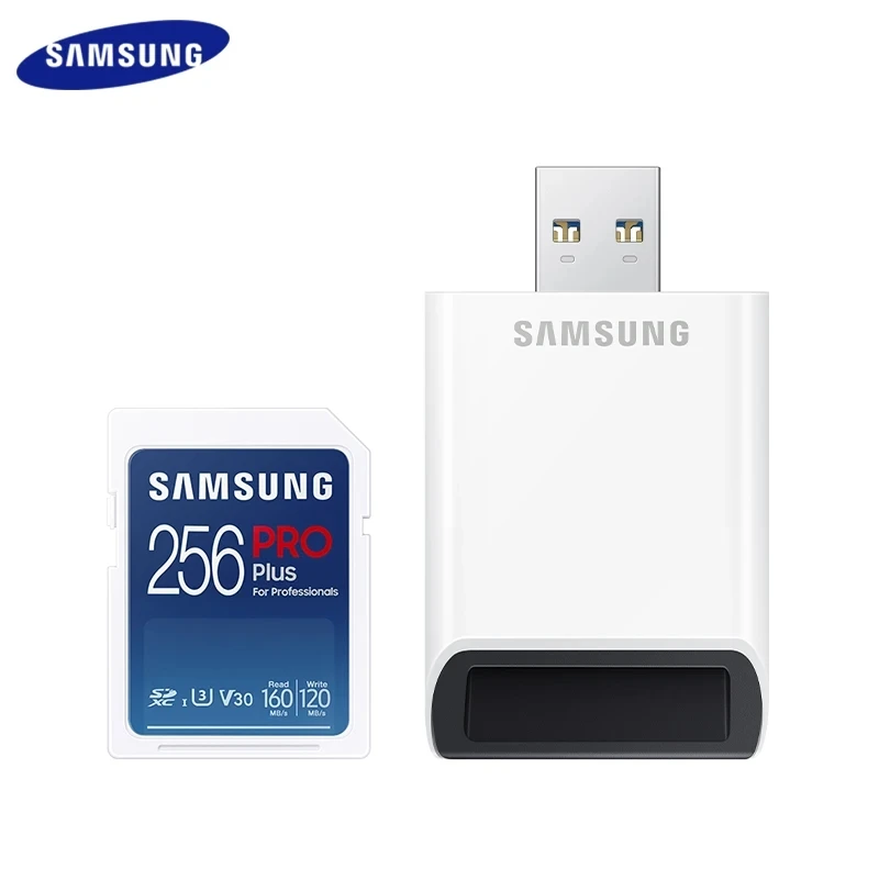 Scheda Di Memoria Sd Samsung Original Pro Plus 128G 256Gb Con Lettore Usb 3.0 V30 U3 4K Scheda Flash Ad Alta Velocità Fino A 160 Mb/S Per Fotocamera