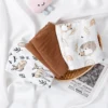 Elinfant 3PCS Print With Solid Color 100% Cotton Muslin Swaddle Blanket,Baby Sleeping Quilt For Summer,Stroller Cover 6