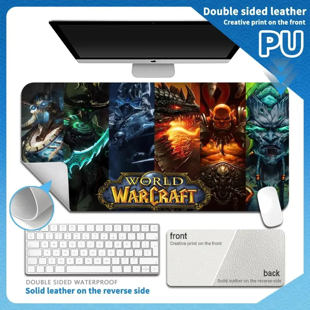 

900x400mm Anime Mousepad Custom Leather Gaming PU Mouse Pad Personalized for World of tanks W-World Of Warcrafts LOL Waterproof