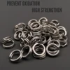 FishTrip Fishing Split Rings 30~200Pack Stainless Steel Heavy Duty Saltwater Lure Hook Fishing Connector Terminal Tackle 6