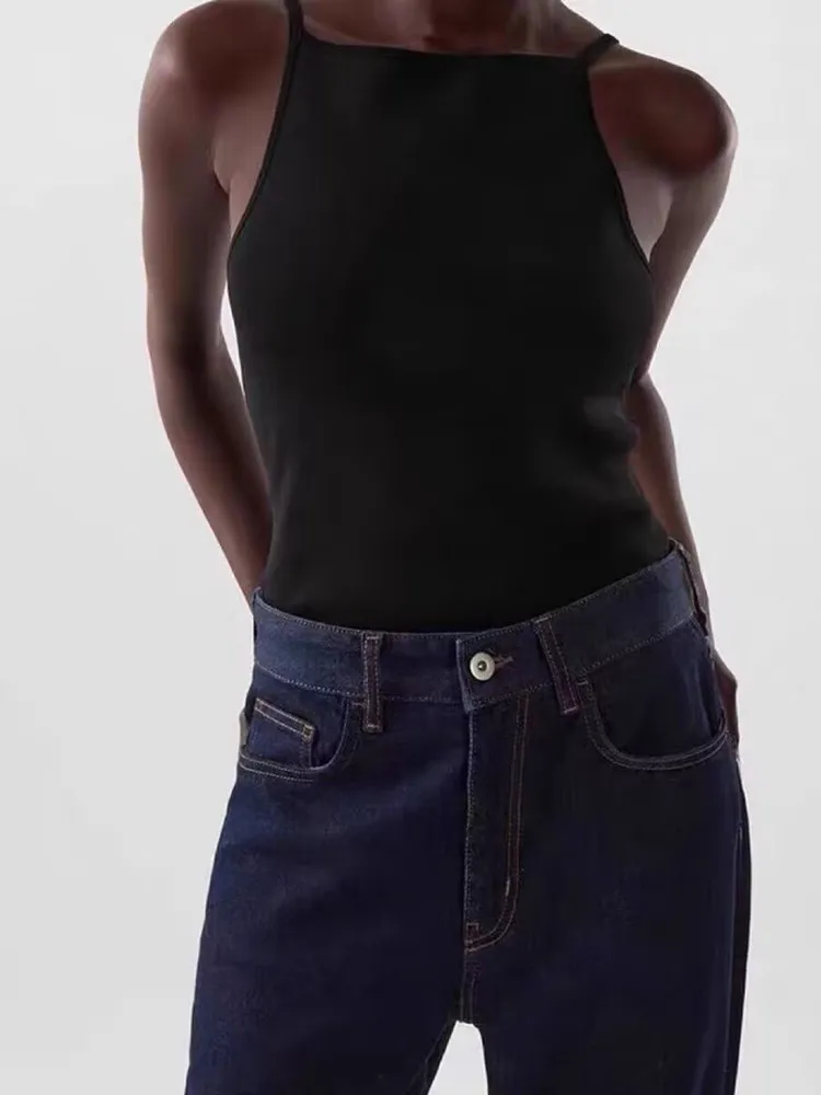 

Женский летний топ без рукавов с воротником-лодочкой