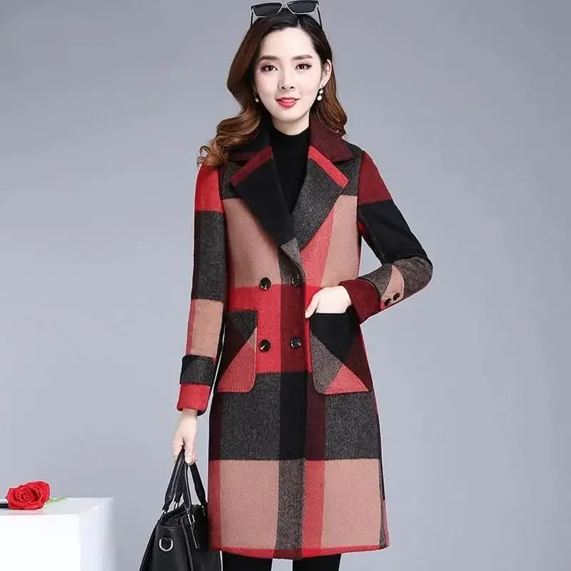 معطف صوفي من القطن السميك مقاس كبير بطول الركبة مت...