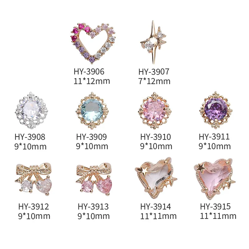 

5pcs Pink Love Zircon Nail Charms Jewelry Luxury Nail Parts Gems Stones Crystal Rhinestones For Nails Art Decoration Accessories