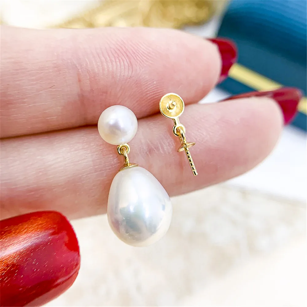 

S925 Sterling Silver Pearl Beads Stud Earrings Setting Base Diy Jewelry Making Findings&Components
