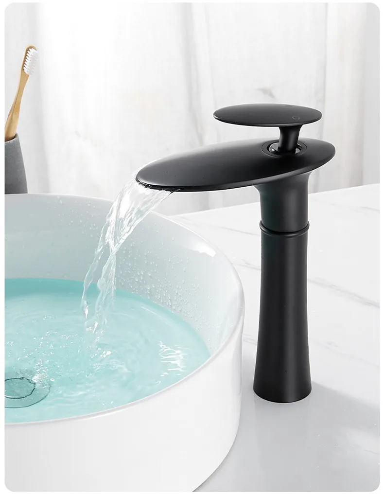 Grifo Lavabo tipo Cascada Monomando Mezclador Ajustable de