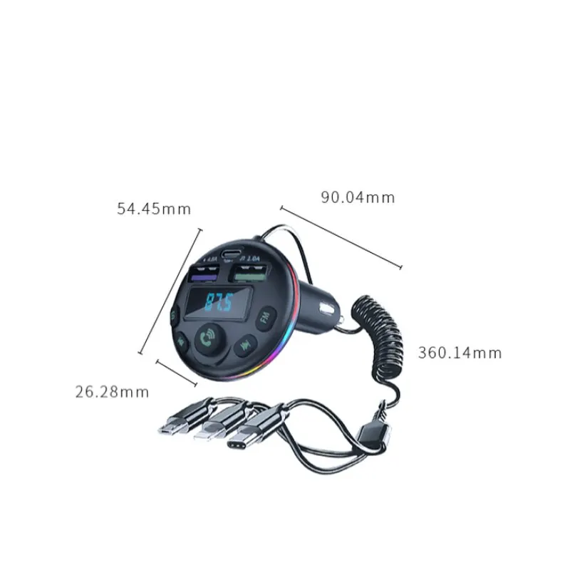 5.0 Car Bluetooth Fast Charging PD QC Quick Charge Three In One MP3 Player  Charge Cigarette Lighter Multi-function Car Charger