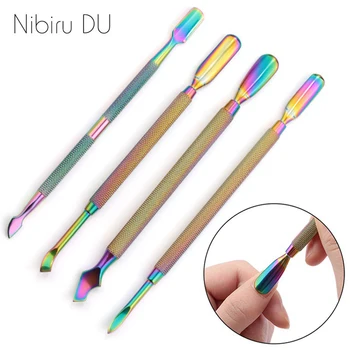 Wholesale Stainless Steel Cuticle Pusher Professional Double-Sided Dead Skin Remover Gel Nail Polish Scraper Manicure Nail Tools