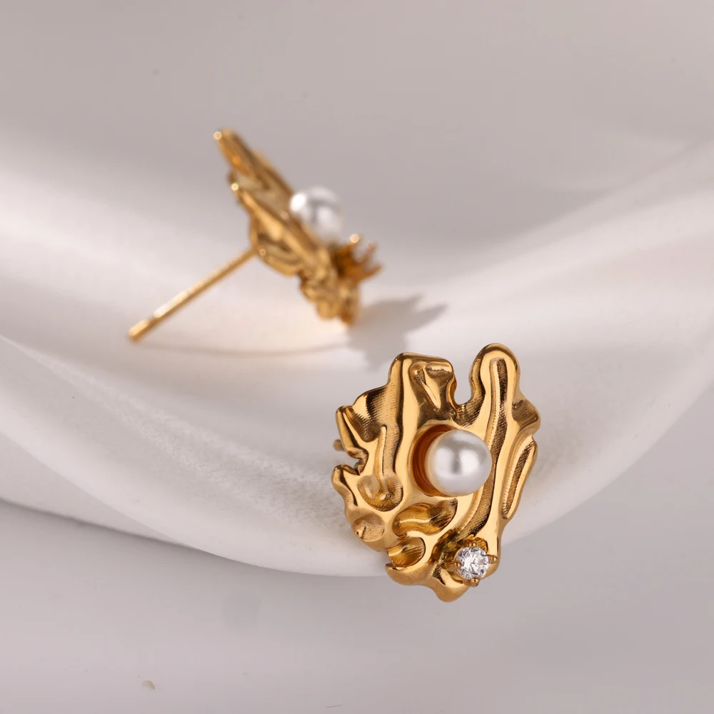 Imitation Pearl Earrings Jewelry For Women Stainless Steel