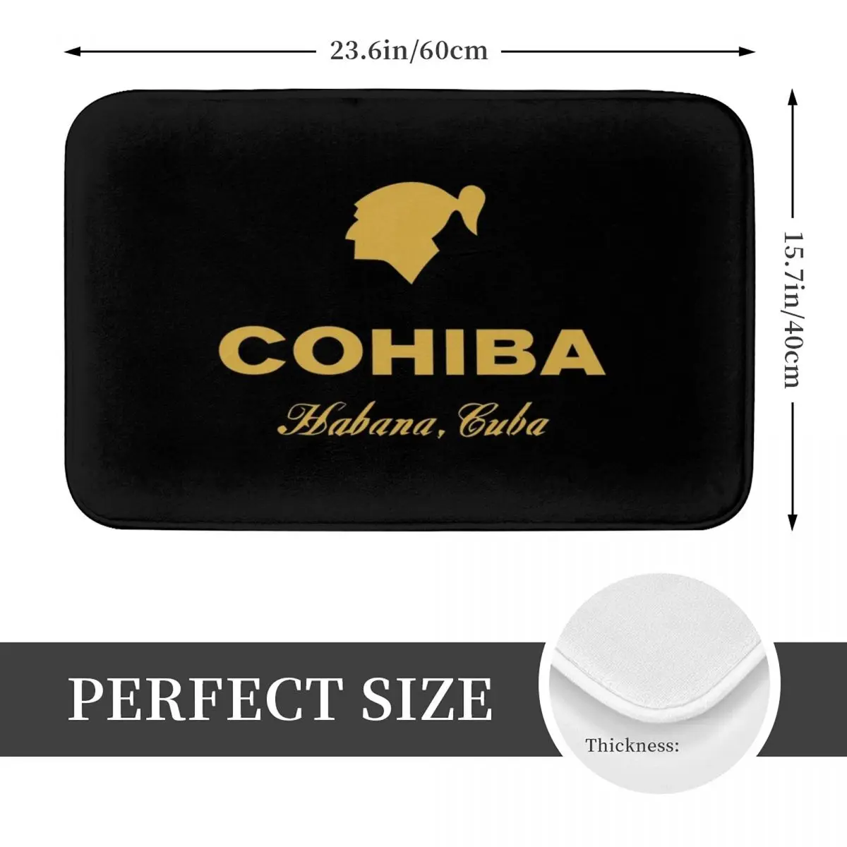 Cohiba Habana 쿠바 시가 미끄럼 방지 도어매트, 바닥 매트, 흡수성 매트, 카펫 러그, 주방 입구, 집 발코니, 풋패드 매트