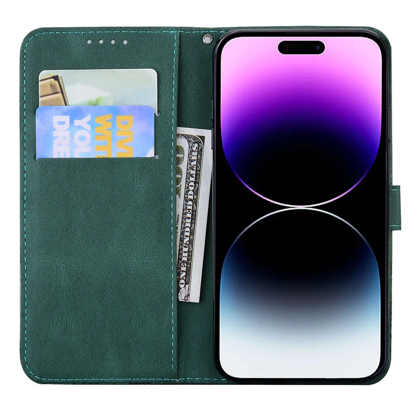 Elegant Butterfly Leather Phone Case with Card Holder and Wallet功能