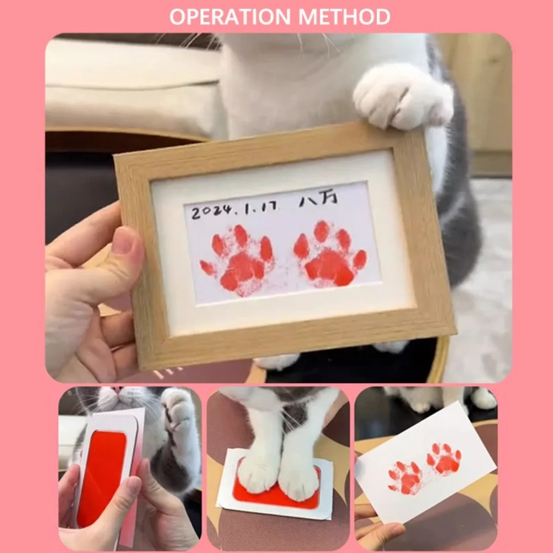 Pet footprints, cat hand and foot prints, commemorative dog claw prints, commemorative photo frames, cat claw clay gifts