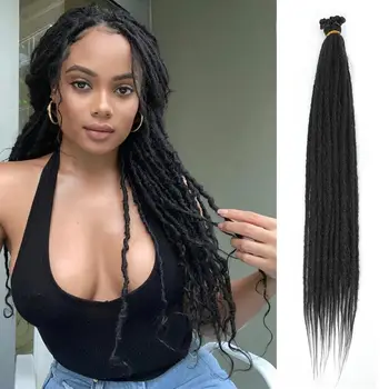 24 Inch Dreadlock Extensions 0.6 cm Width 20 Strands-Natural Black,Soft Hippie SE Dreads Synthetic Loc Extensions for Women 1