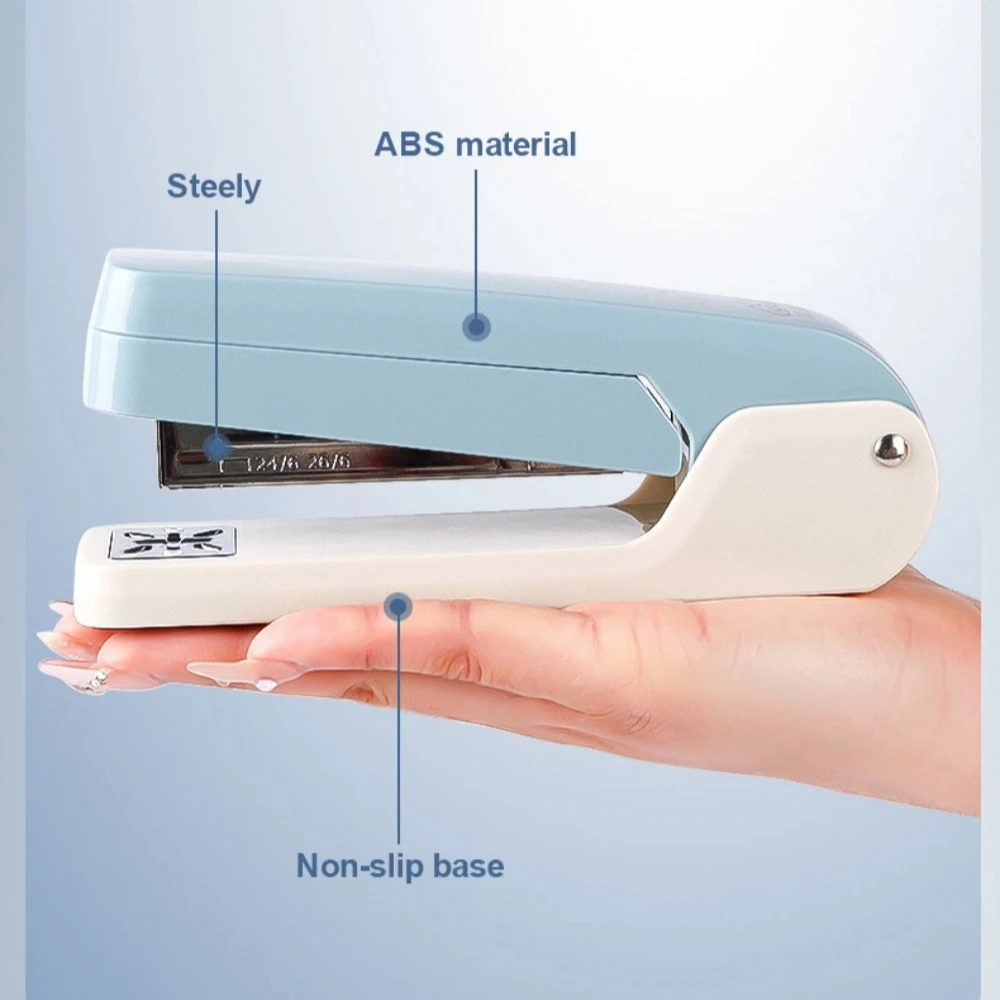 360° Rotatable Heavy Duty Stapler Green/Blue/Pink for Students Home Office Use 24/6 26/6 Desktop Staplers Paper Binding Tools - 5