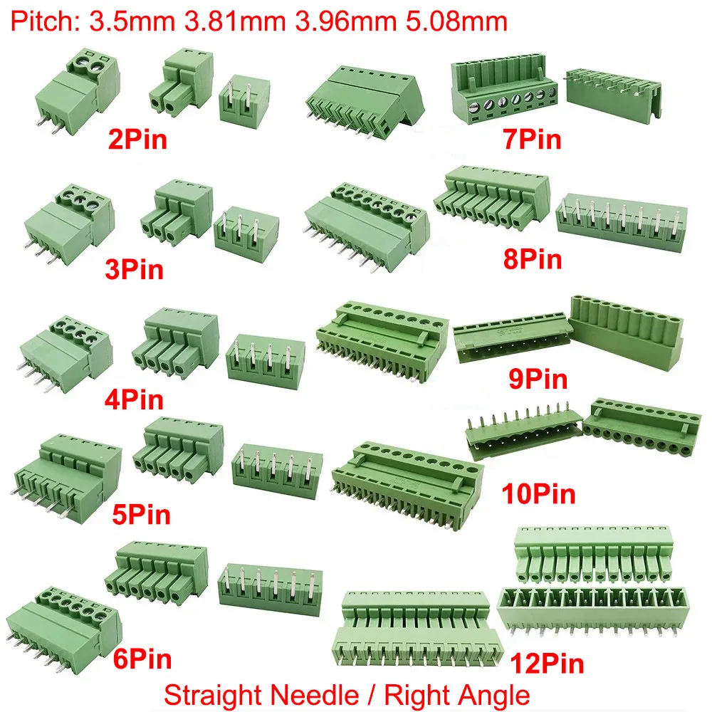 5 Paar KF2EDG 15EDG 3,5 mm/3,81 mm/3,96 mm/5,08 mm PCB-Schraubklemmenblock-Anschluss, Stiftleiste, gerade/rechtwinklig, 2–12 mm