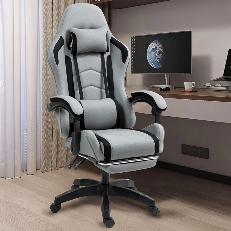 كرسي مكتب الألعاب عالي الظهر من الجلد قابل للتعديل