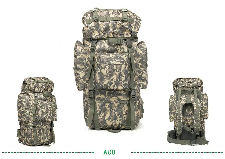 70L Großer Bergsteigerrucksack Jagd-Camping-Taktischer Rucksack Outdoor-Rucksack mit Rucksackabdeckung – Detail 19