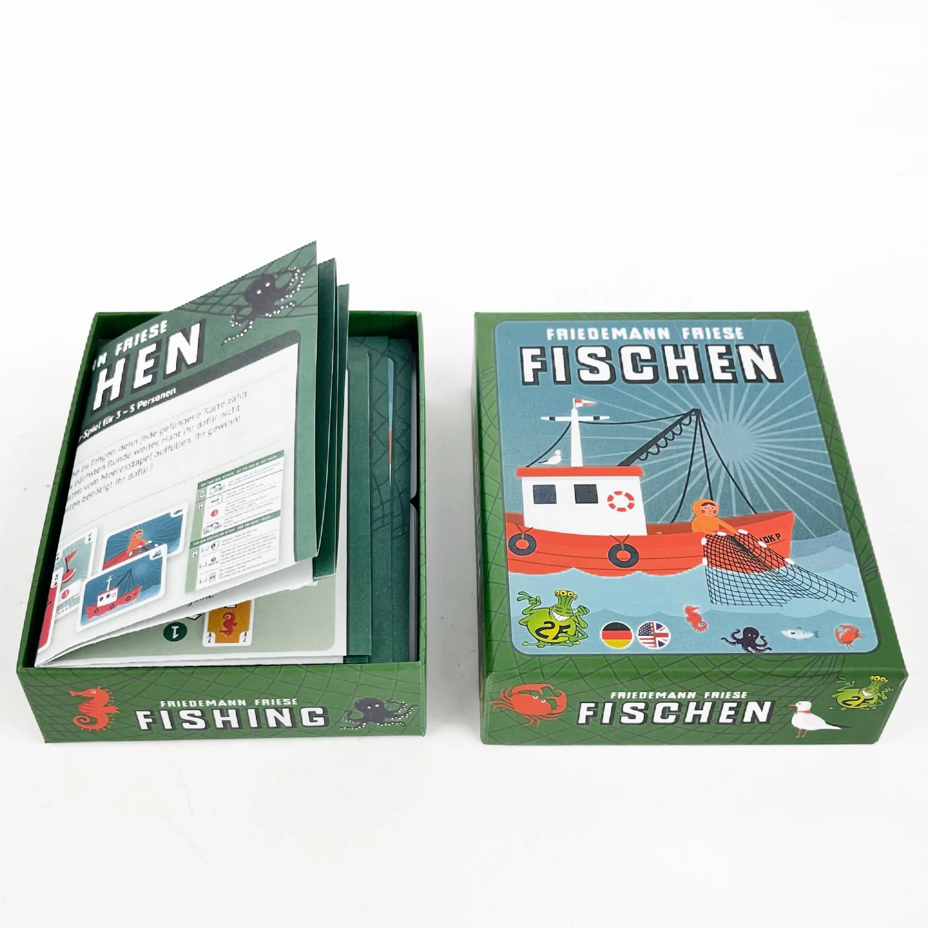 FISCHEN 이중 언어 낚시 보드 게임 3-5인용 독일어/영어 가족 파티 게임 8세 이상 40분 재미있는 전략 홈 활동