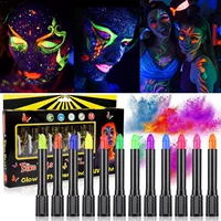 6PCS/12PCS Neon UV Glow Face&Body Painting Kit Crayons-Vibrant Black Light-up Make-up sticks for Mardi Gras,Halloween,Masquerade 1