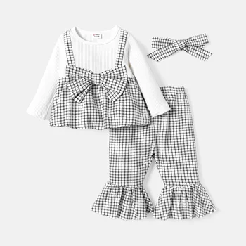 3PCS Baby Girl Gingham Outfit 1