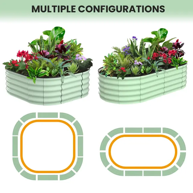 2-Pack Oval Galvanized Steel Raised Garden Bed Open Base Safety Edge Metal Planter Box Raised Beds for Vegetables Flowers Herbs