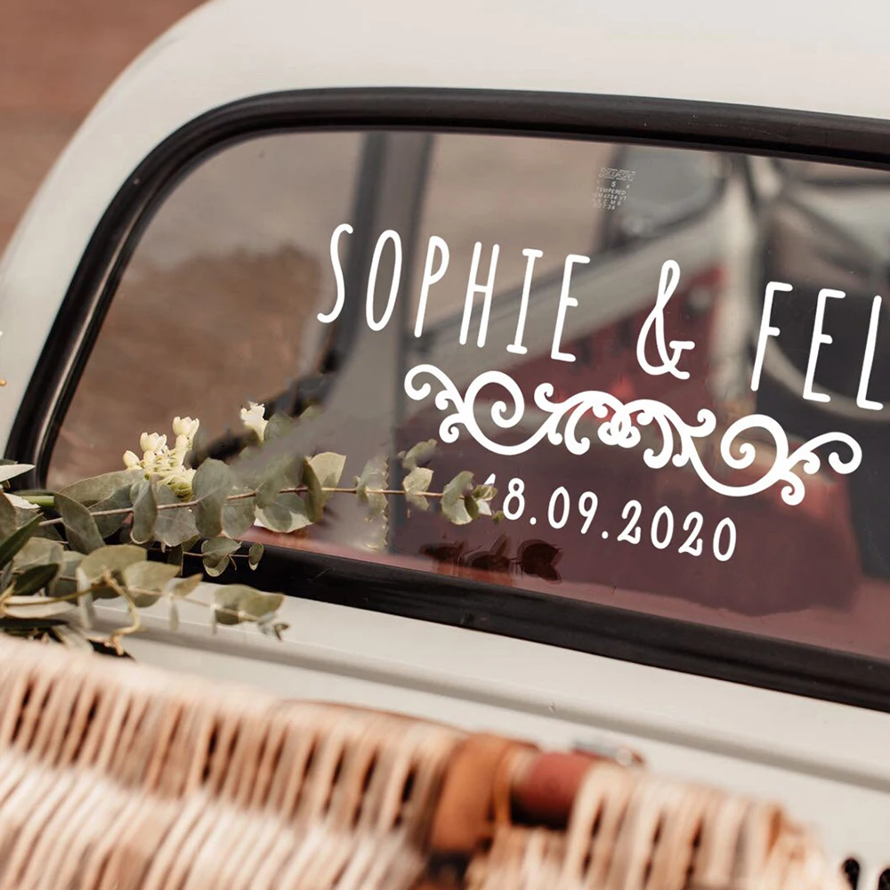 "Just Married" Personalized Car Window Vinyl Decal Sticker - Wedding Decor Decoration 5 thumbnail image