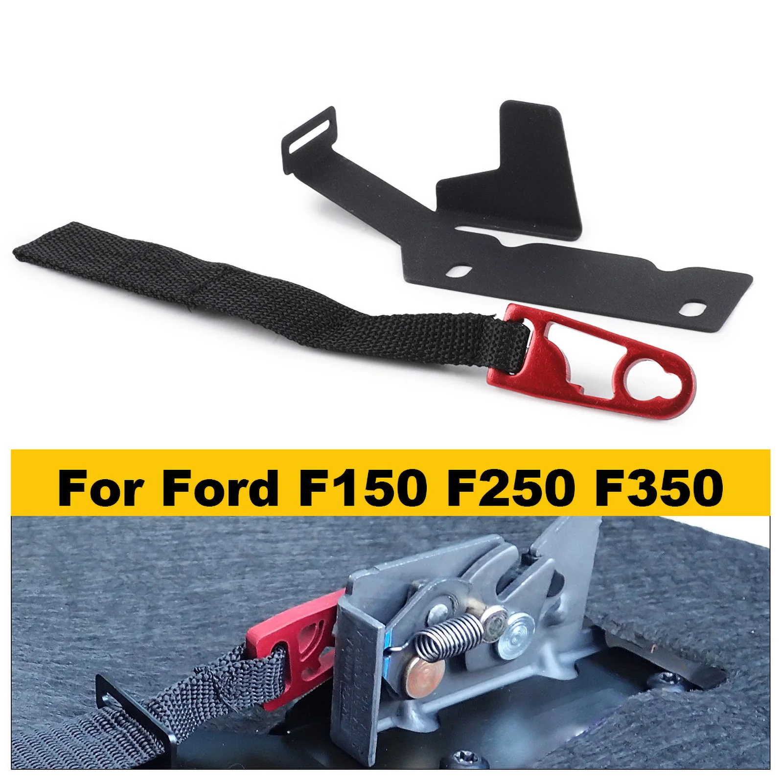 

Rear Seat Quick Latch Release Kit Red Silver Rear Seat Release Belt With Buckle Adjustable Strap for Ford F150 Raptor F250 F350
