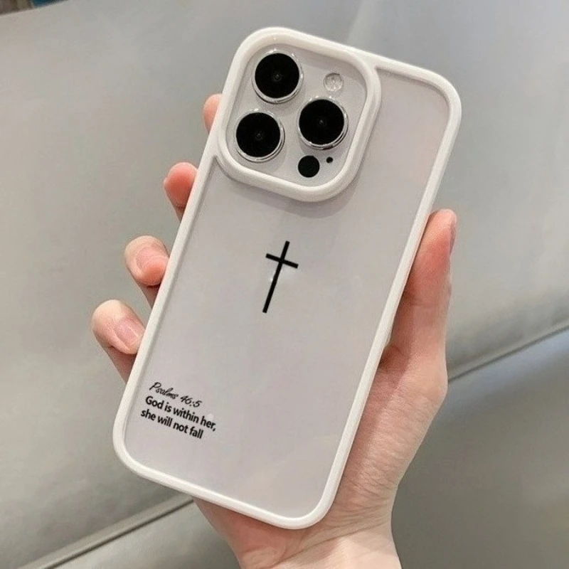 Stylish Faith-Inspired Phone Case with Cross and Bible Verse Design