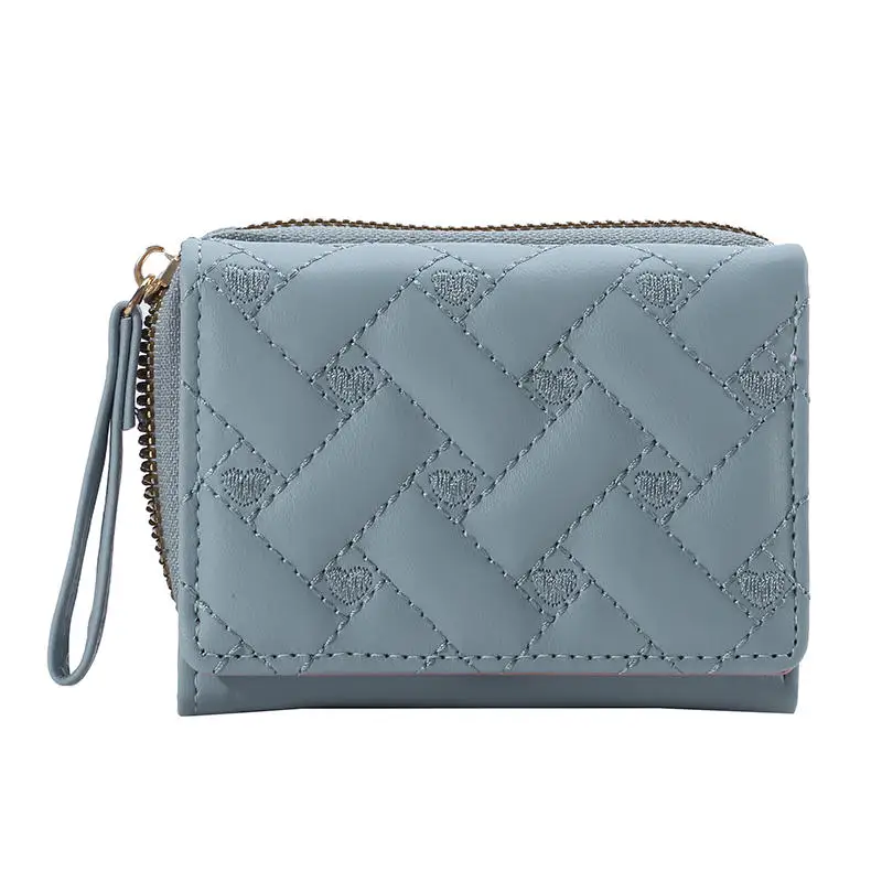 Elegant Embroidered PU Leather Tri-Fold Wallet with Multiple Card Slots and Coin Pocket