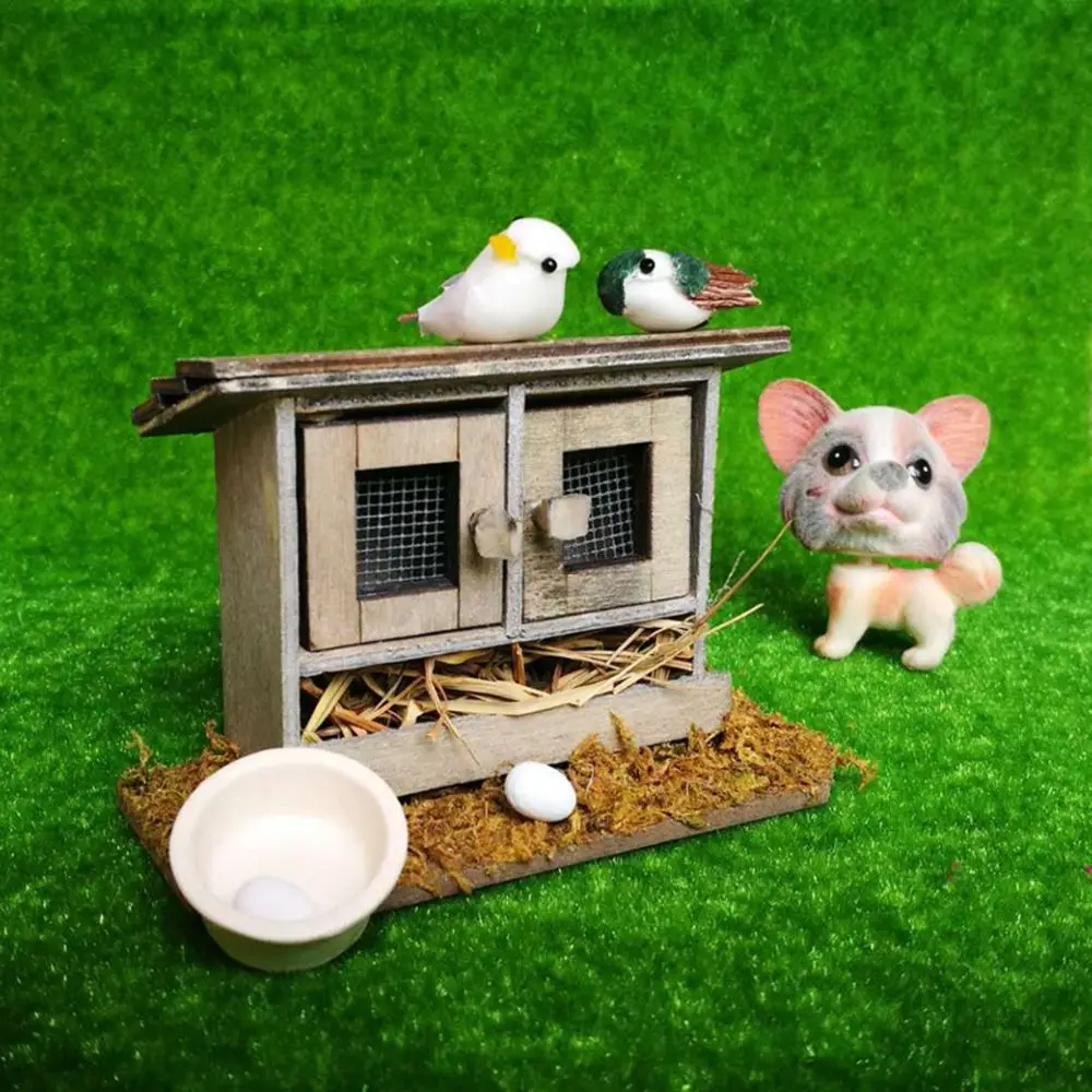 Miniature Chicken Coop Wood Arch Bridge Outdoor Scene Model Micro Landscape Fairy Garden Decor Dollhouse Decoration Accessories 3