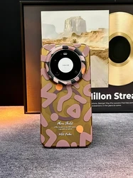 Luxury Hand - Painted Line Print Phone Case with Wireless Charging and Built - In Magnetic Ring for Huawei Mate 80 (Coffee)