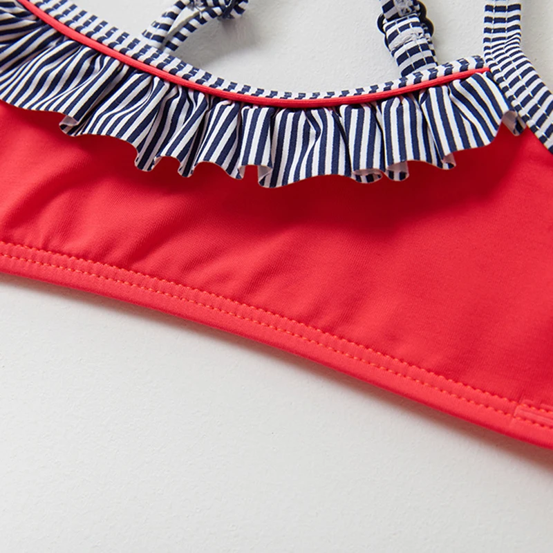 Sexy Bikini Set Children Two Piece Swimsuit for Kids Swimwear Top Shorts Bowknot Baby Girls Quick Dry Striped