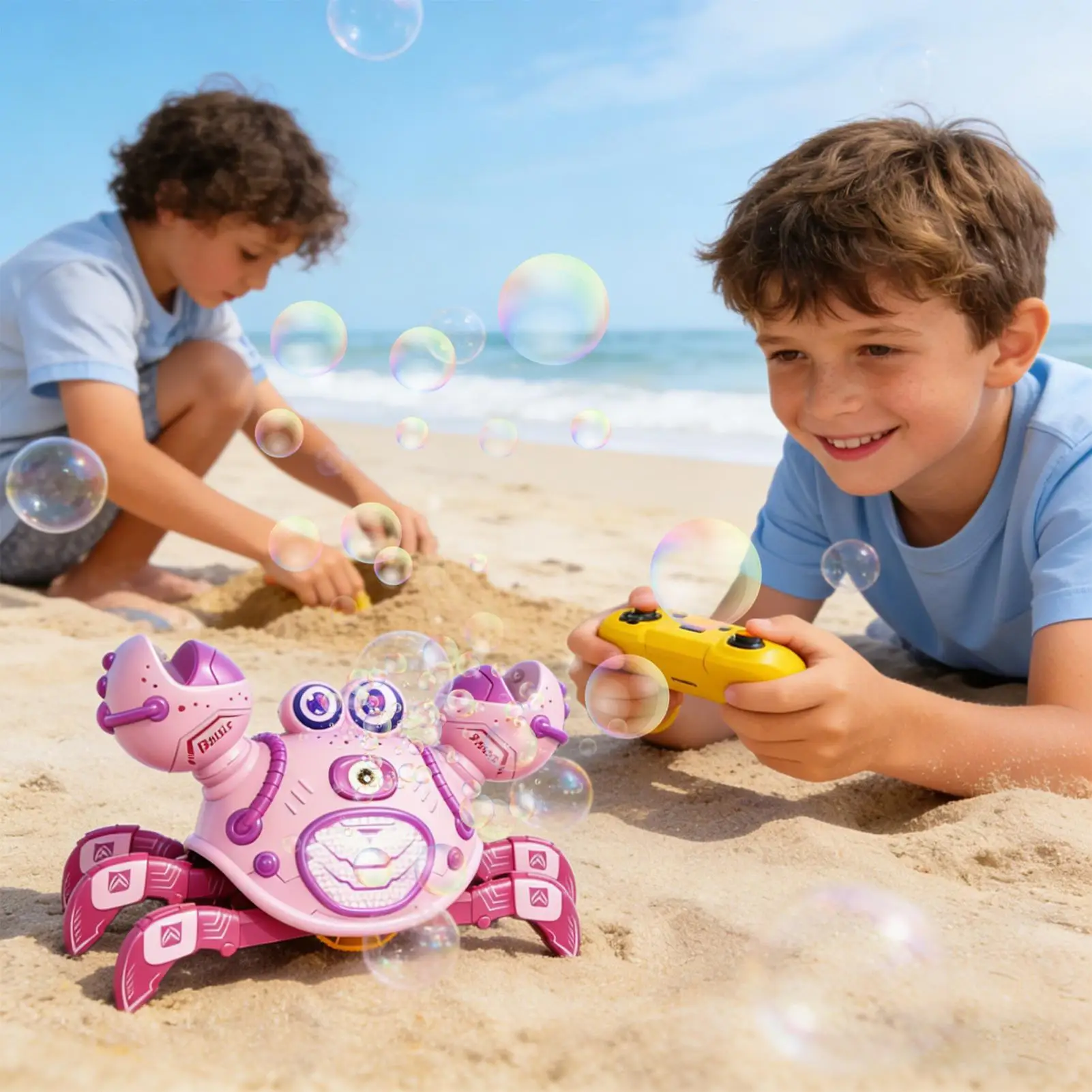 원격 조종이 가능한 재미있는 귀여운 전동 거품 발사 크랩 장난감, 남아 여아 어린이 가정 학교 야외용 크롤링 크랩 장난감