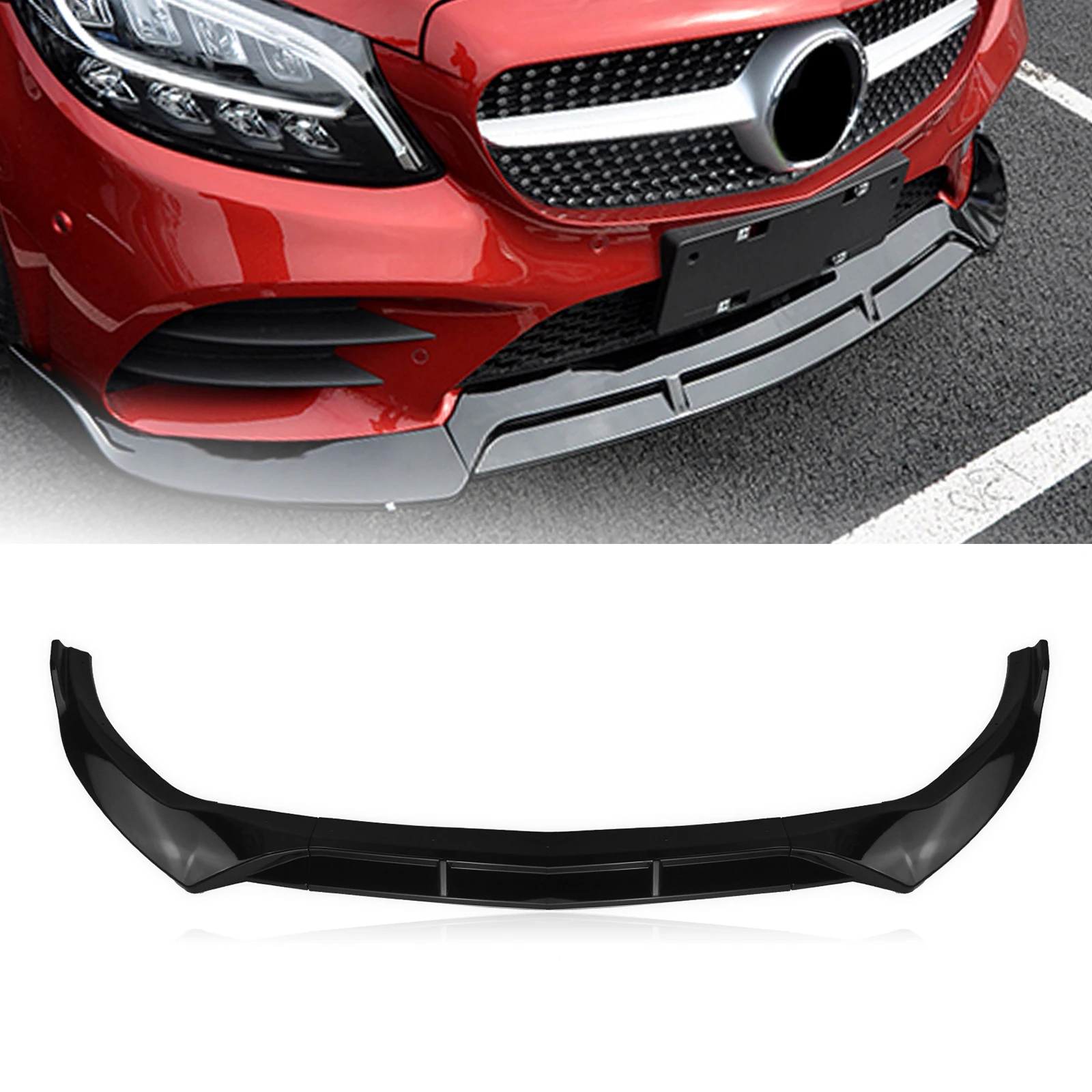 Front Bumper Spoiler Lip For Mercedes Benz W205 Cclass 20192020