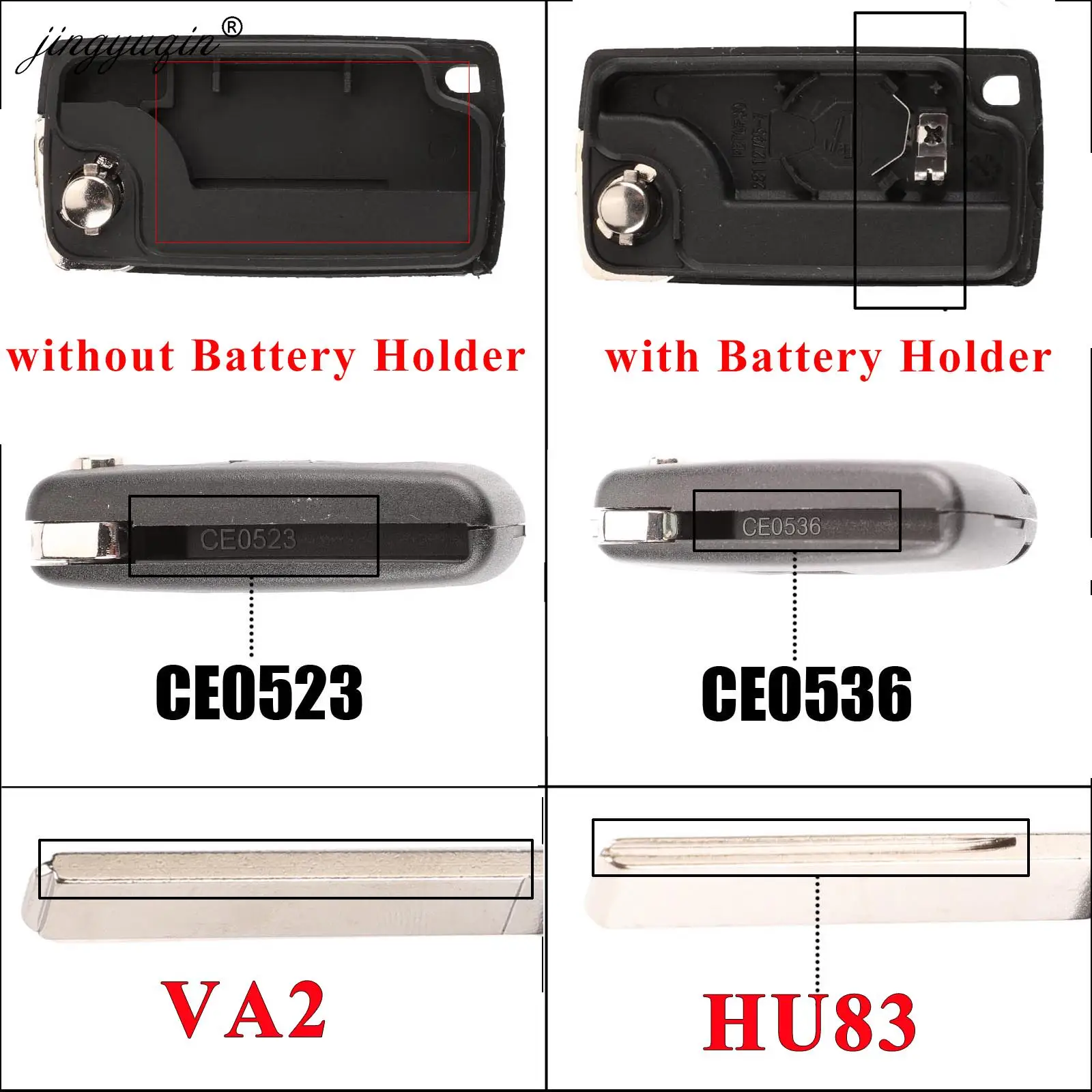 jingyuqin remote modified car filp key shell for Citroen С2 C4 С3 С5 C6 DS4 DS3 DS5 Berlingo Picasso C-Elysee Dispatch HU83/VA2