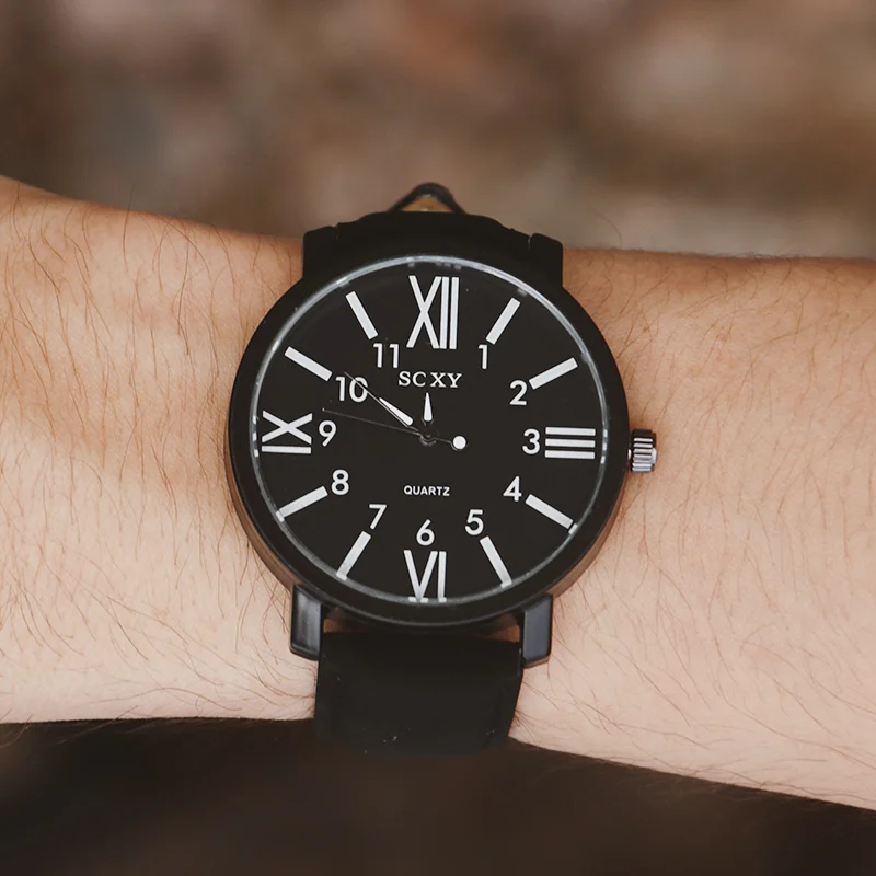 

Clear Stock !! Fashion Men Watch Leather Belt Quartz Clock Male Wristwatch Simple Casual Watches Gift Black relogio masculino