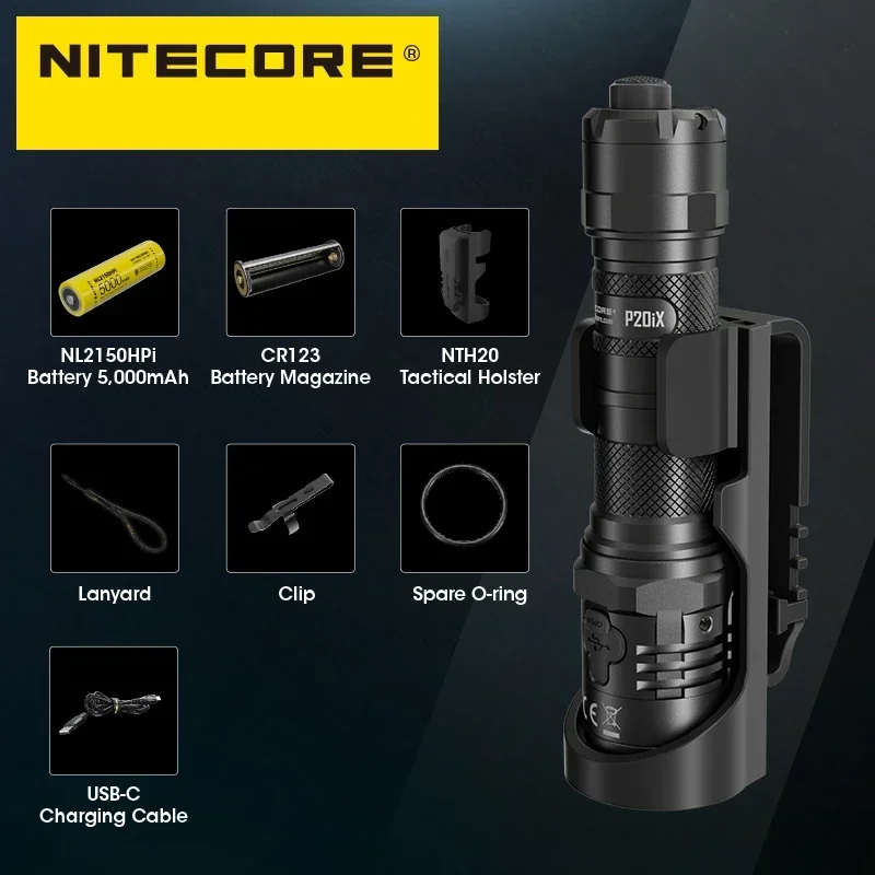 Nitecore P20iX USB-C 충전식 전술 손전등 4000 루멘, NL2150HPi 5000mAh 배터리 자기 방어 Troch 라이트