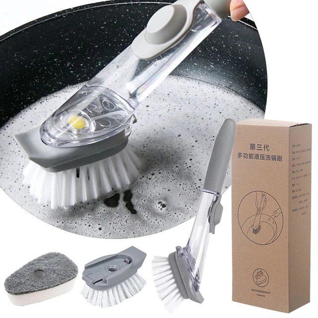 Kitchen Cleaning Tools Long Handle Dish Brush Liquid Soap