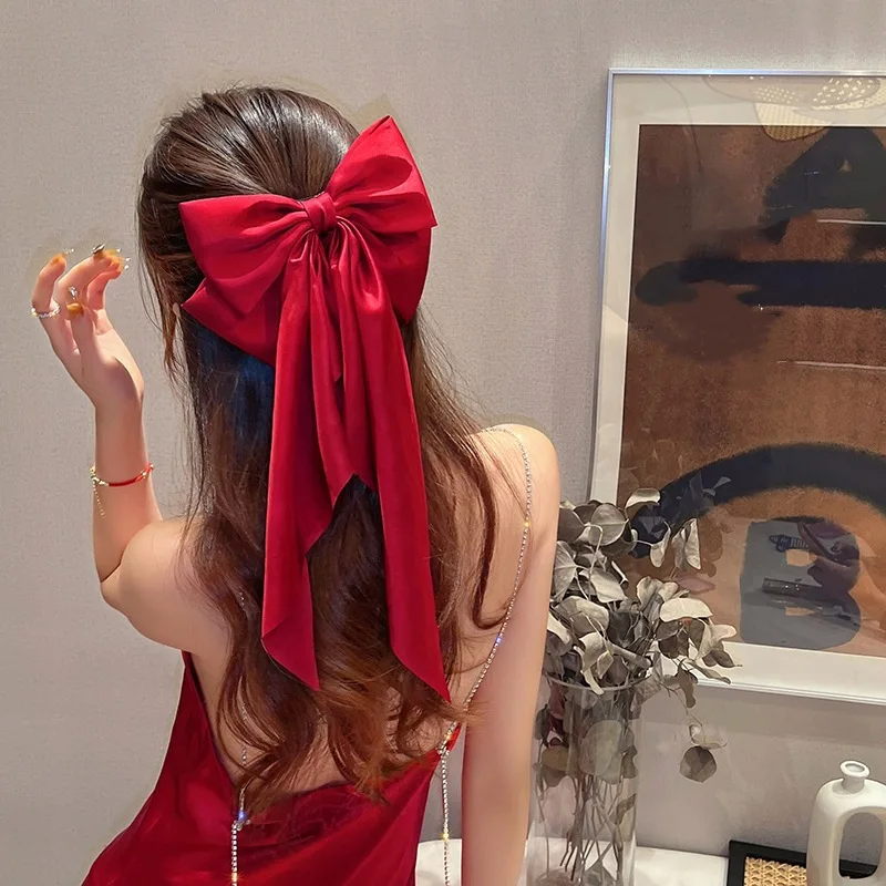 

Шифоновый зажим для волос с бантом, женский зажим для волос с большим бантом, Женский однотонный зажим для волос, аксессуары для волос, головной убор, подарок