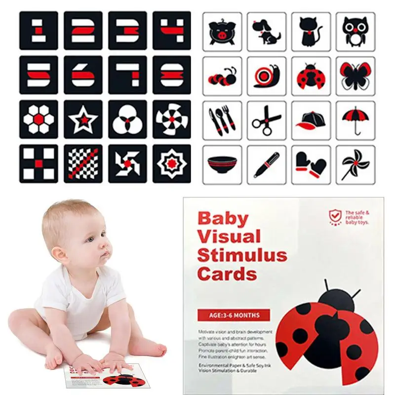 

Baby Activity Cards 16Pcs High Contrast Baby Cards For Newborn Soybean Oil Ink Baby Visual Stimulation Cards For 0-3 Years