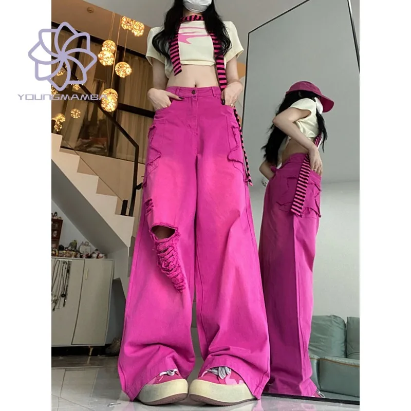 

American Style Women's Loose Straight Leg Wide Leg Jeans Women Korean Fashion High Street Denim Pants